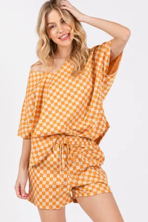 Game Day Checkered Elastic Draw String Shorts (part of a set)
