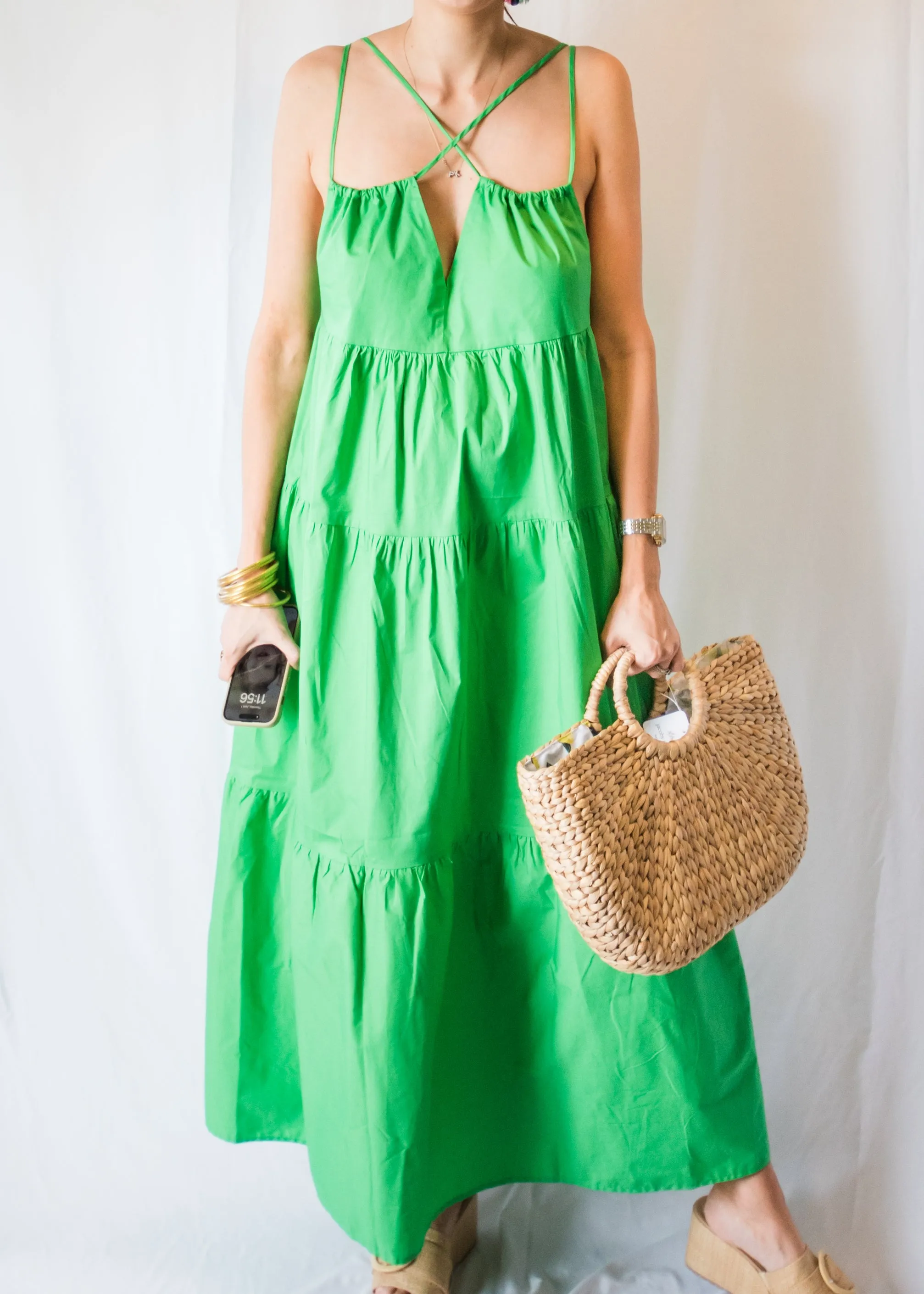 Geniveve Bright Green Strappy Maxi