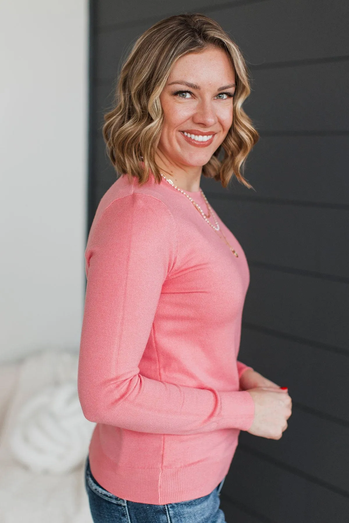 Getting Ahead Lightweight Knit Sweater- Pink