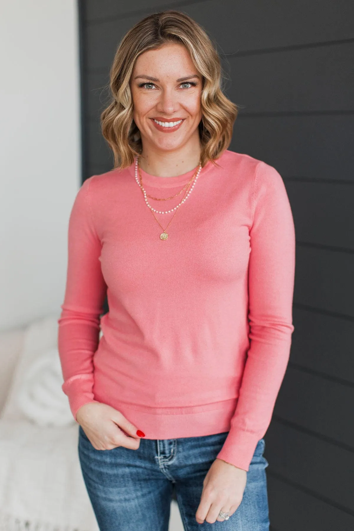 Getting Ahead Lightweight Knit Sweater- Pink