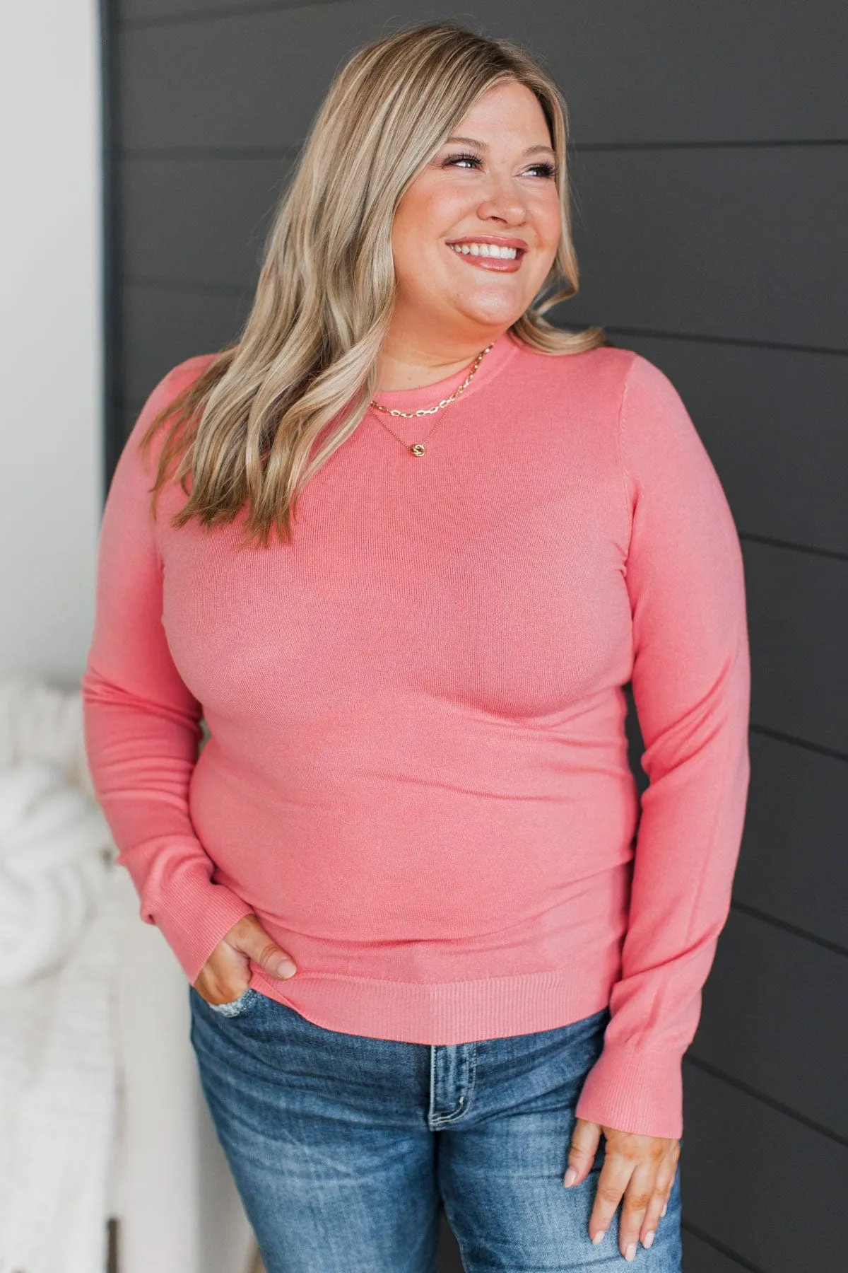 Getting Ahead Lightweight Knit Sweater- Pink