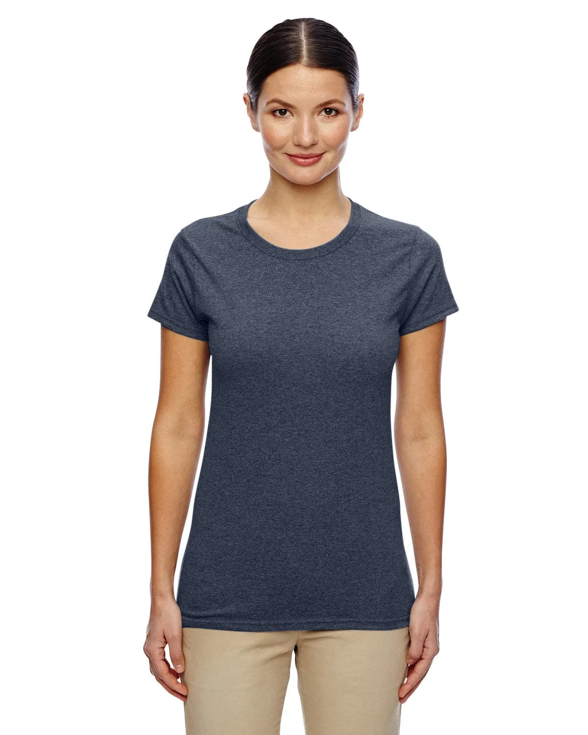 Gildan Ladies Lightweight 100% Cotton T-Shirt | Heather Navy