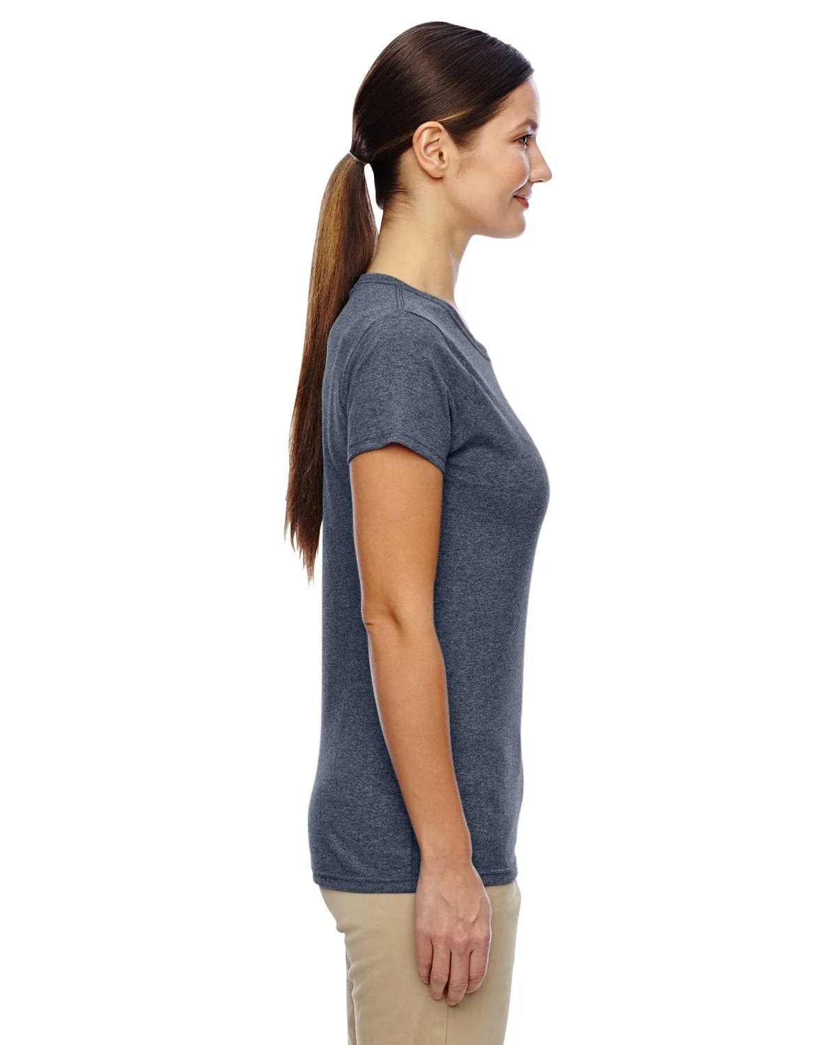 Gildan Ladies Lightweight 100% Cotton T-Shirt | Heather Navy