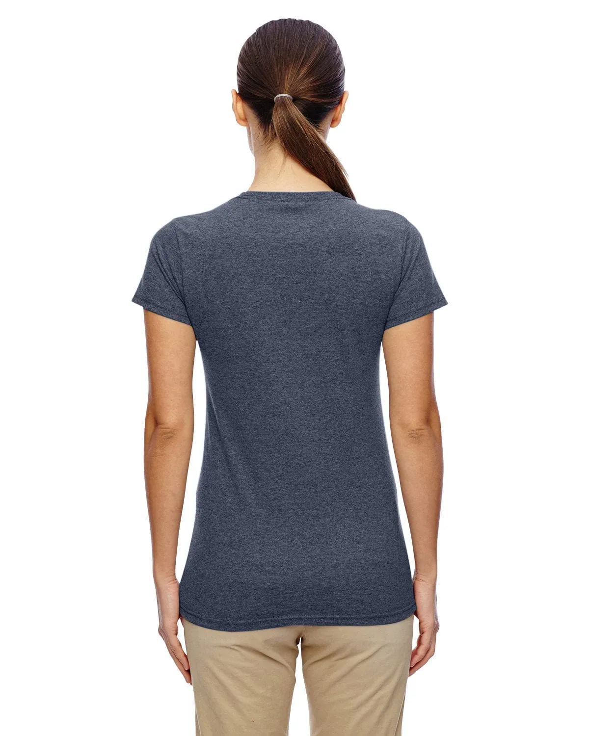 Gildan Ladies Lightweight 100% Cotton T-Shirt | Heather Navy