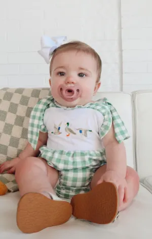 Girls Checkered Duck Applique Romper