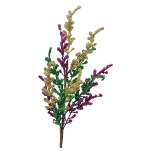 Glitter Mardi Gras Berry Spray, 31.5", Purple/green/gold