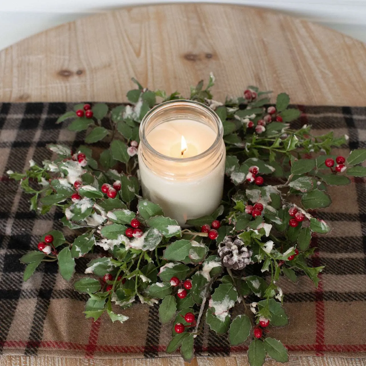Glittered Holly, Berry & Pinecone Wreath