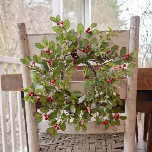 Glittered Holly, Berry & Pinecone Wreath