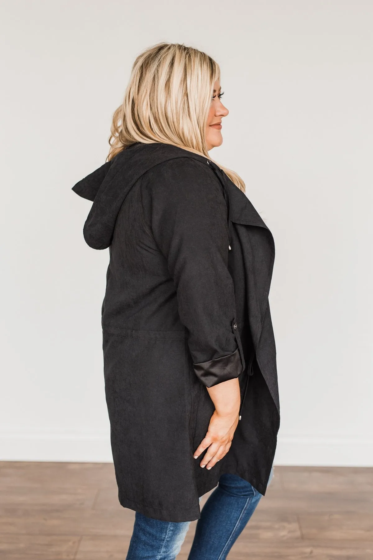 Go Getter Open Front Lightweight Jacket- Black