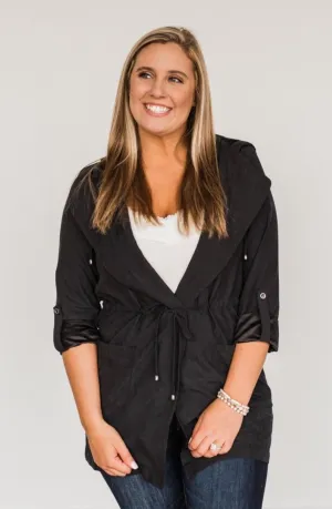 Go Getter Open Front Lightweight Jacket- Black