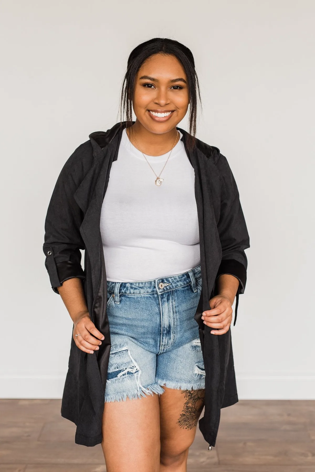 Go Getter Open Front Lightweight Jacket- Black