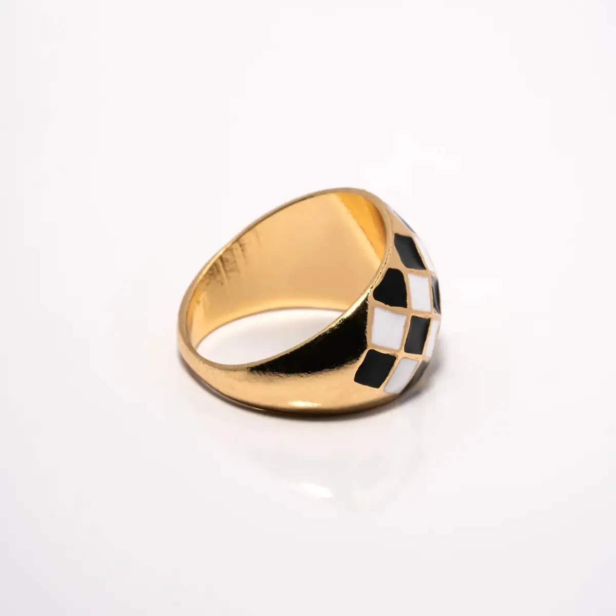 Gold Checkered Band Ring