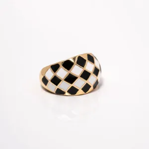 Gold Checkered Band Ring