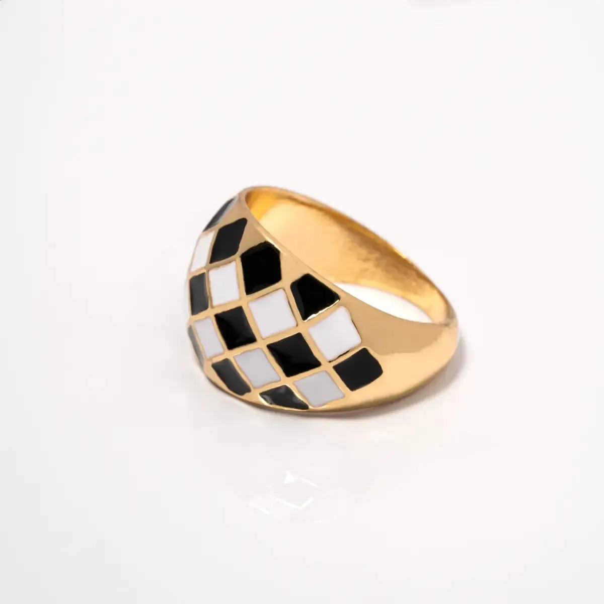 Gold Checkered Band Ring