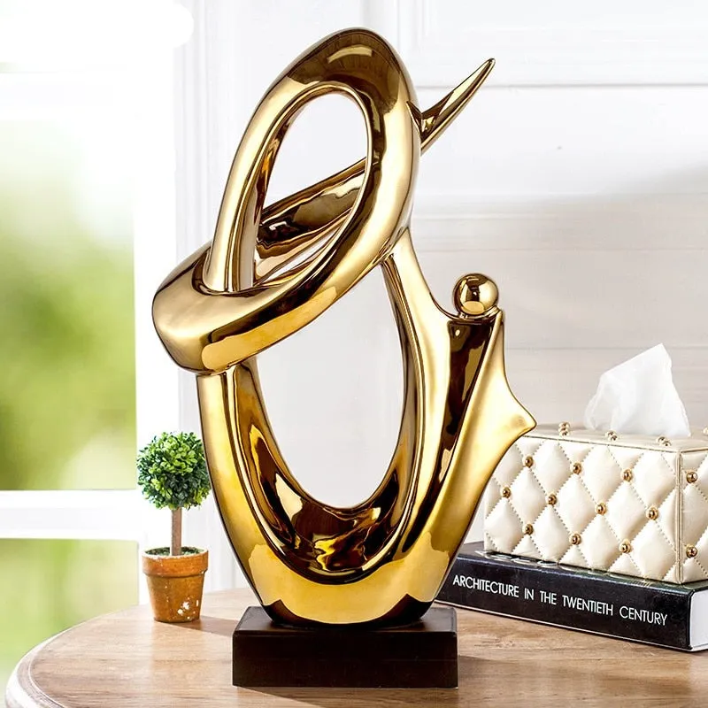 Gold Resin Sculpture Decoration Accessories Abstract