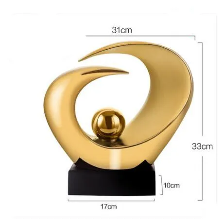 Gold Resin Sculpture Decoration Accessories Abstract