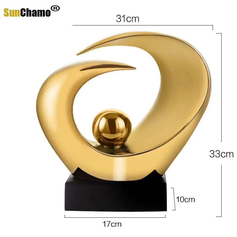 Gold Resin Sculpture Decoration Accessories Abstract