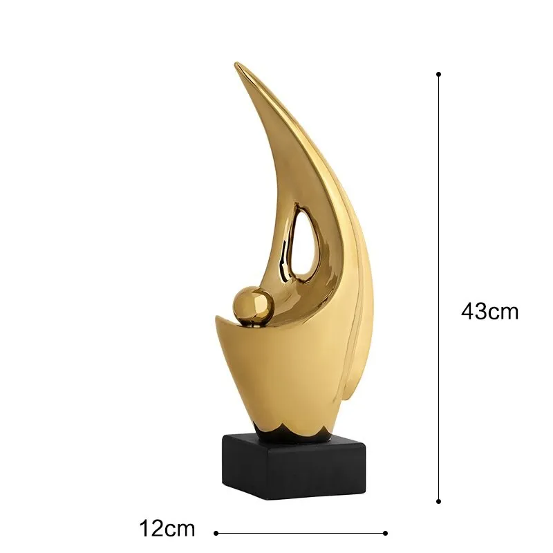 Gold Resin Sculpture Decoration Accessories Abstract
