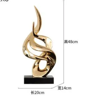 Gold Resin Sculpture Decoration Accessories Abstract