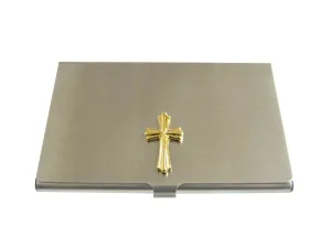 Gold Toned Intricately Detailed Cross Business Card Holder