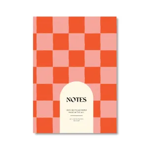 Good Tuesday Peach and Cherry Check A5 Lined Notebook