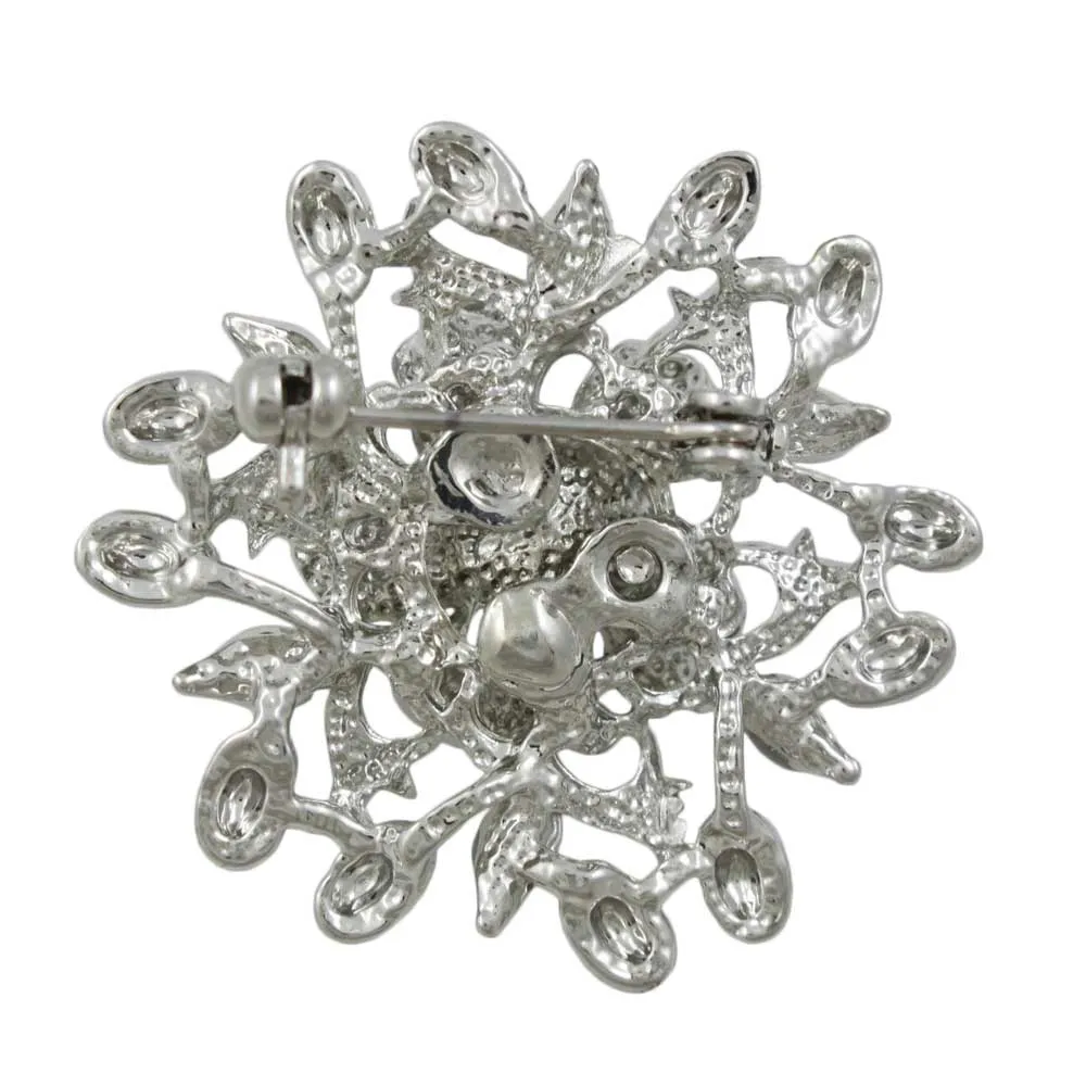 Gray with Blue Flower and Leaves Daisy Brooch Pin - PRL913