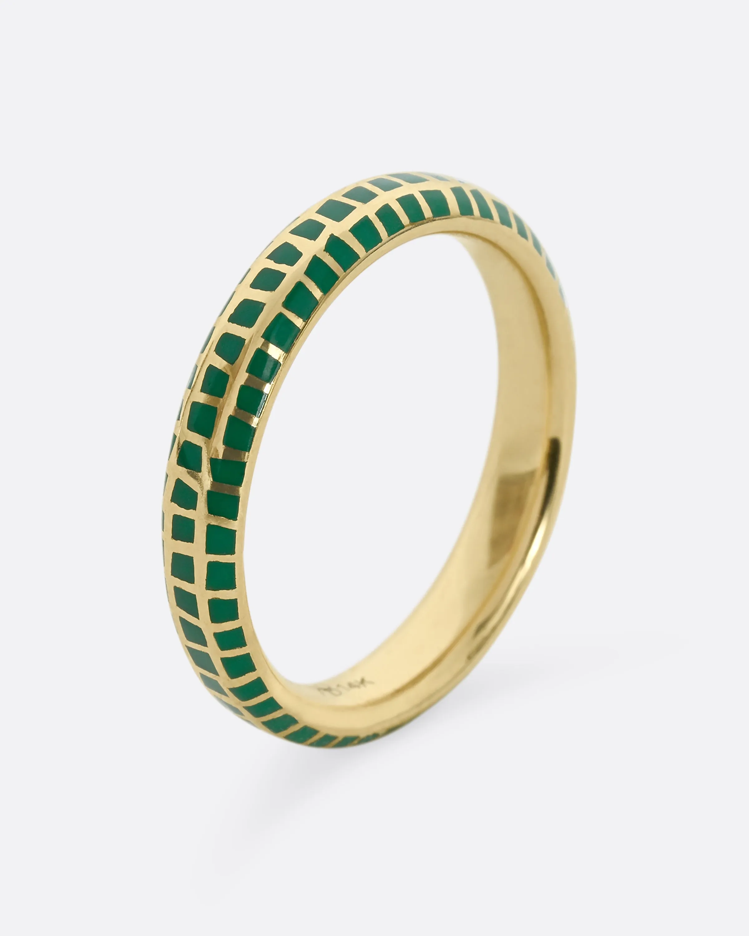 Green Enamel Checkered Band