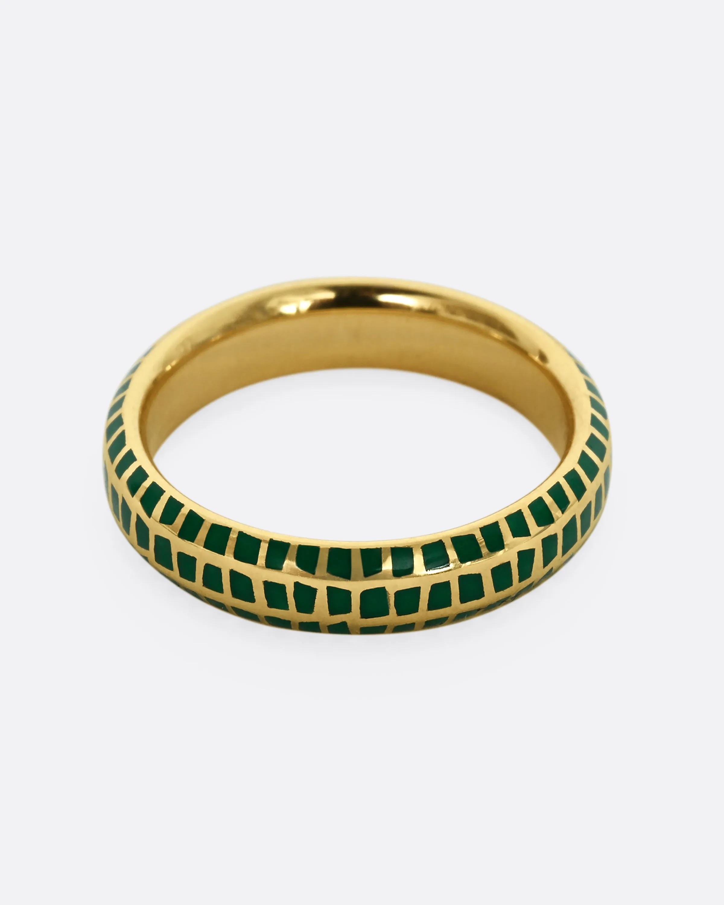 Green Enamel Checkered Band