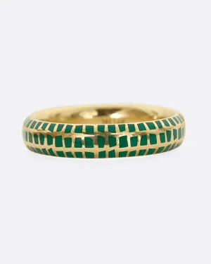 Green Enamel Checkered Band