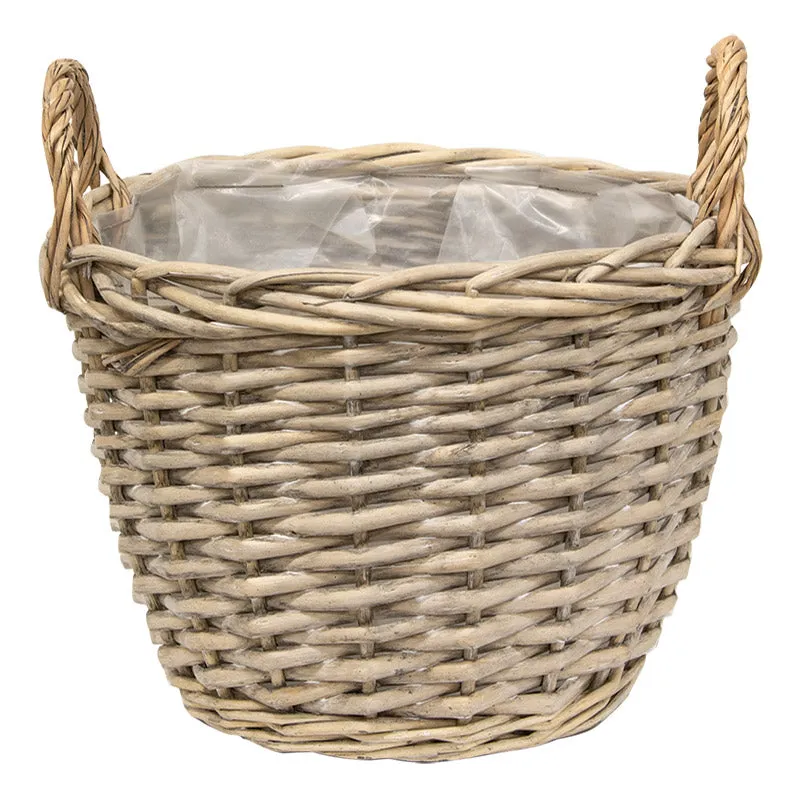 Grey-washed woven farmhouse basket set