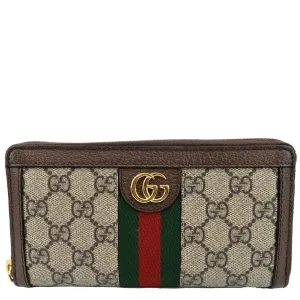 GUCCI Ophidia GG Continental Supreme Canvas Zip Around Wallet Beige 523154
