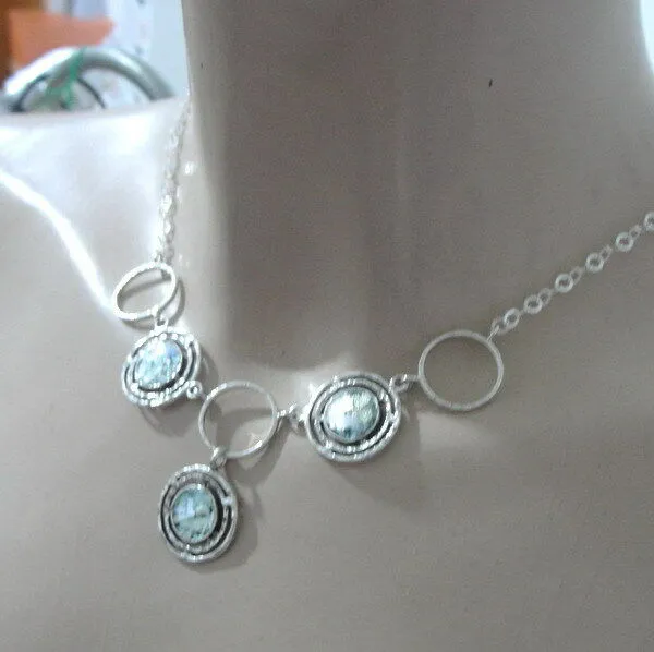 Hadar Designers Antique Roman Glass Earrings Handmade 925 Sterling Silver (as)y