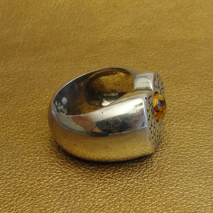 Hadar Designers Baltic Amber Ring 7.5,8 Handmade 925 Sterling Silver (H)yogr