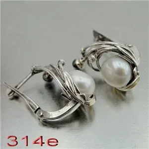 Hadar Designers black white pearl earrings 9k yellow gold 925 silver handmade(ms