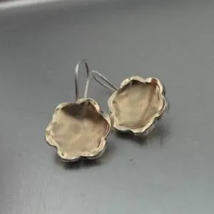 Hadar Designers Floral Handmade 9k Yellow Gold Sterling Silver Earrings (I e214