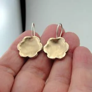 Hadar Designers Floral Handmade 9k Yellow Gold Sterling Silver Earrings (I e214