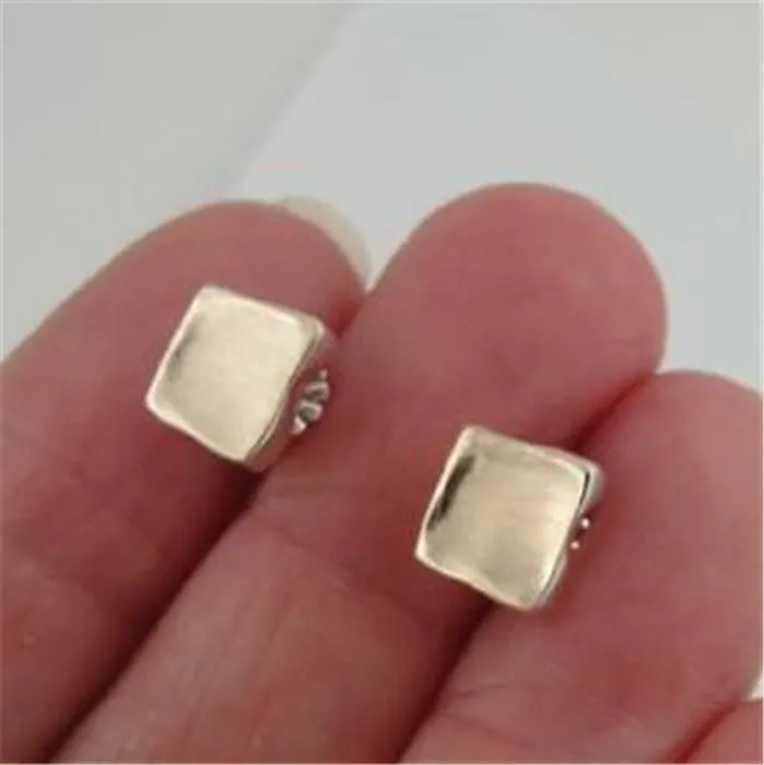 Hadar Designers Handmade Square 9k Yellow Gold Sterling Silver Earrings (I e152