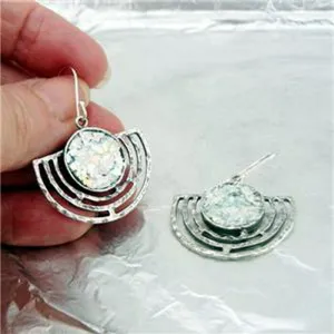 Hadar Designers Roman Glass Earrings Handmade 925 Sterling Silver (as 402315) y