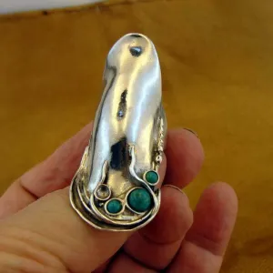 Hadar Designers Turquoise Ring 925 Sterling Silver size 7, 7.5 Handmade (H 105)Y