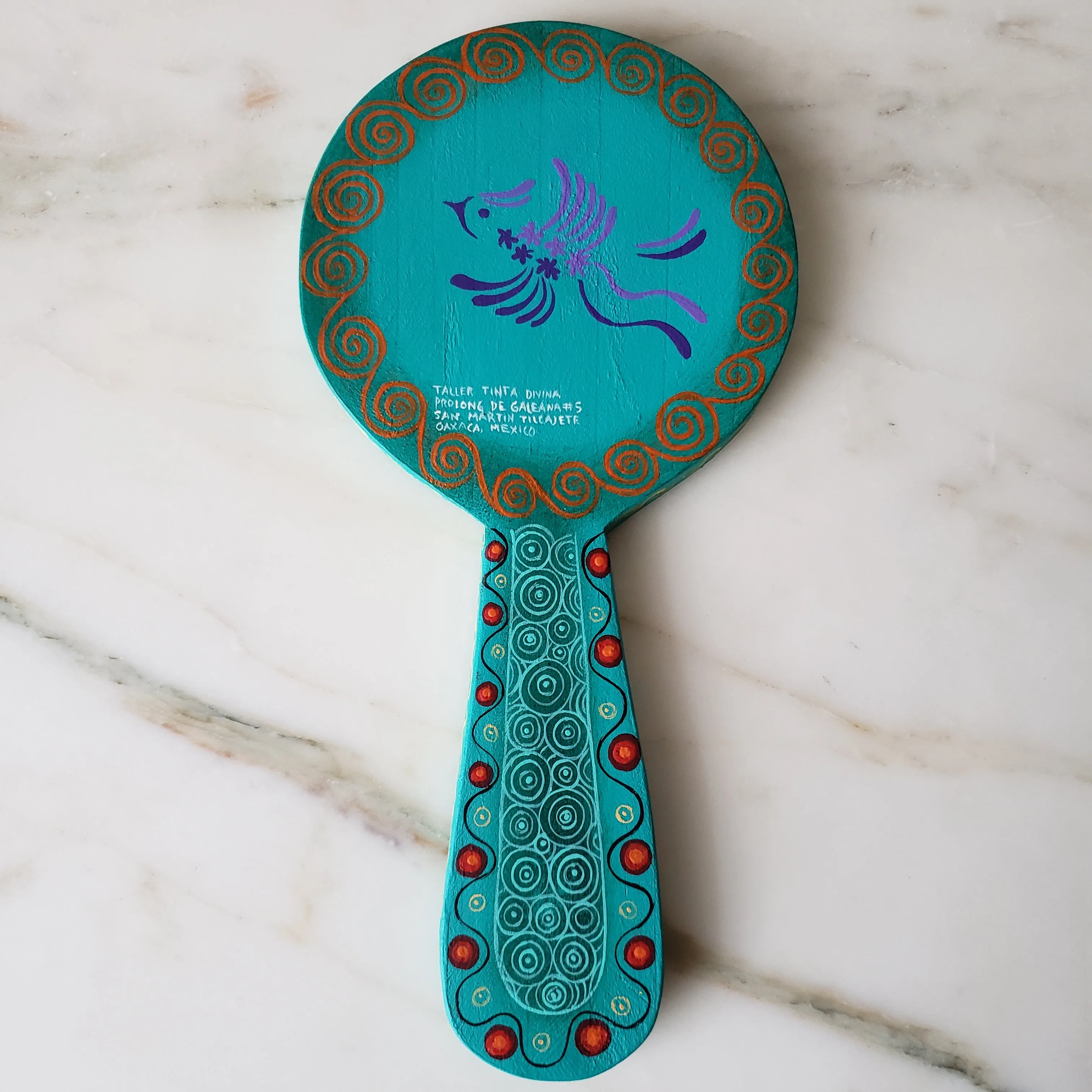 Hand Mirror Mexican Round Mirror Copal Wood hand painted