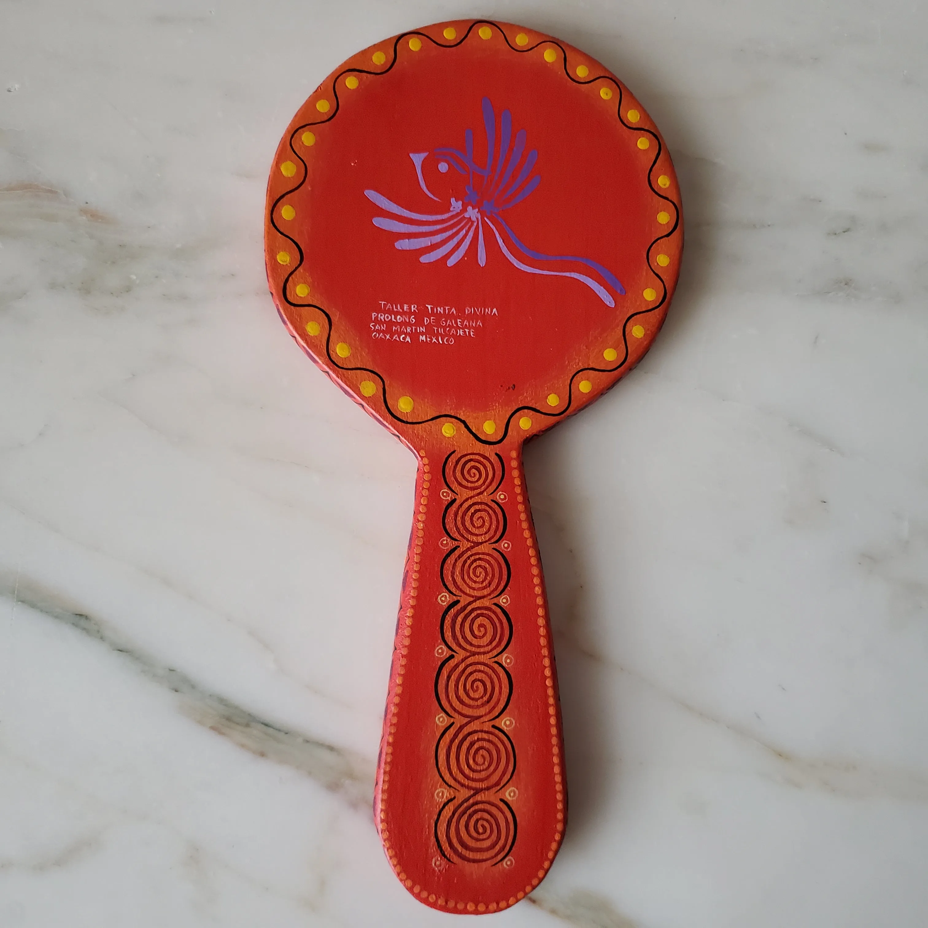 Hand Mirror Mexican Round Mirror Copal Wood hand painted