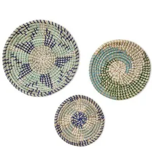 Hand Woven Vietnamese Wicker Basket Wall Decor Set of 3