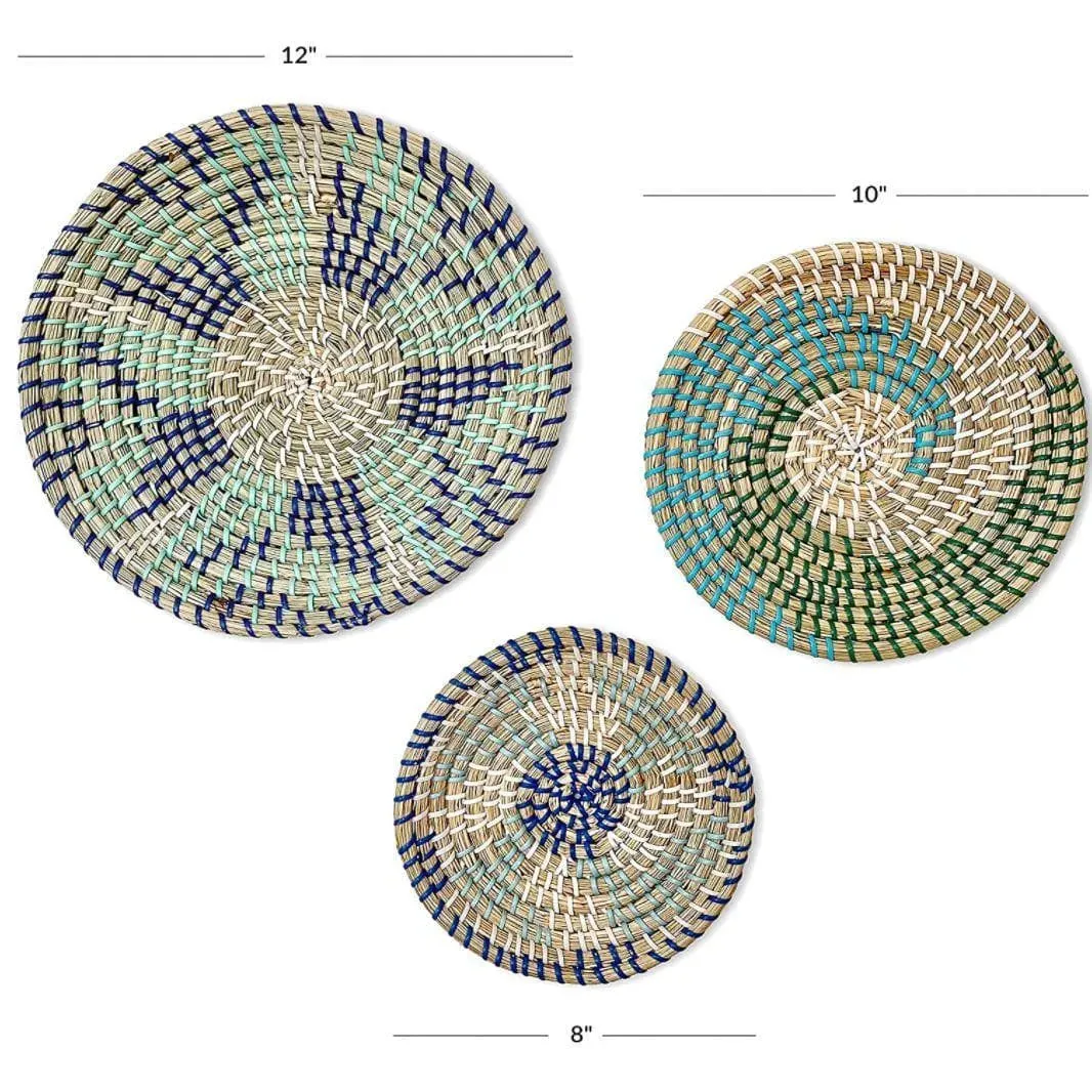 Hand Woven Vietnamese Wicker Basket Wall Decor Set of 3