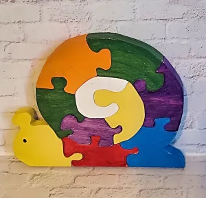Handmade Colorful Wooden Snail Puzzle