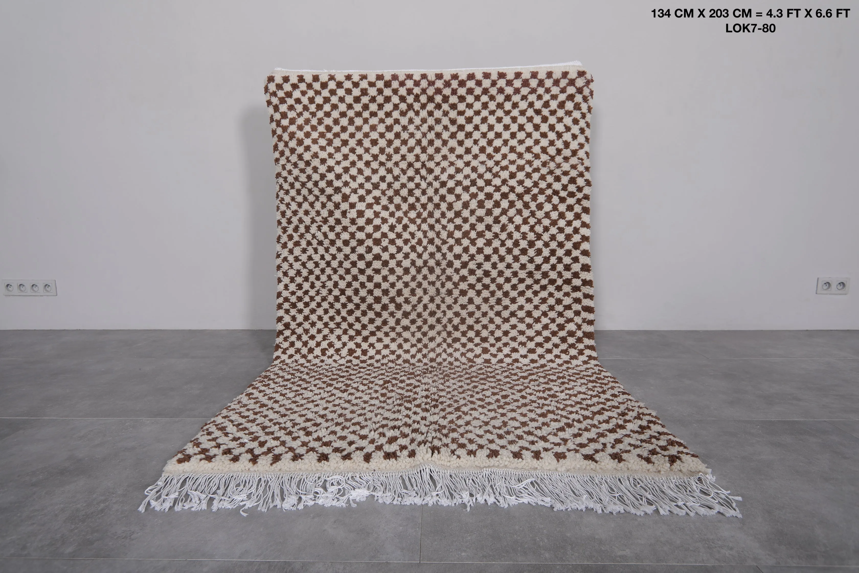 Handmade Moroccan Checkered Rug - 4.3 x 6.6 Feet