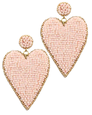 Heart Patch Earrings - Light Pink with Gold