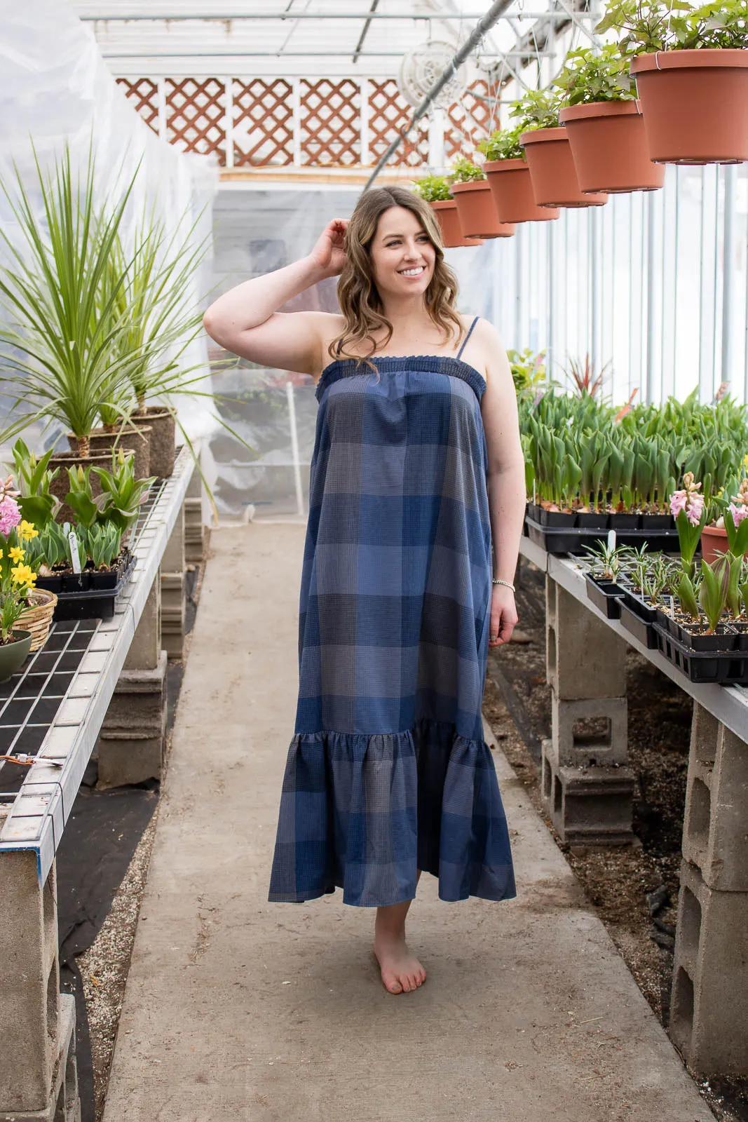 Hollis Blue Boho Midi Dress