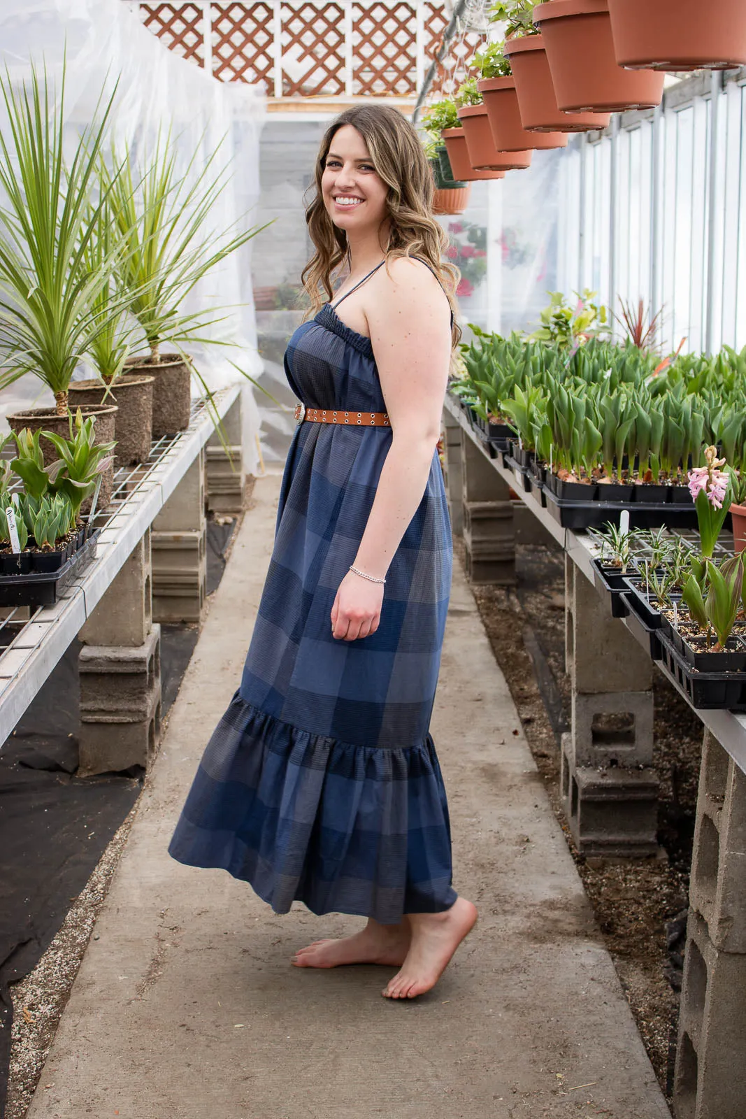 Hollis Blue Boho Midi Dress