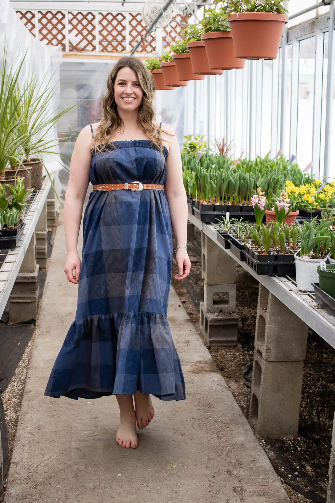 Hollis Blue Boho Midi Dress