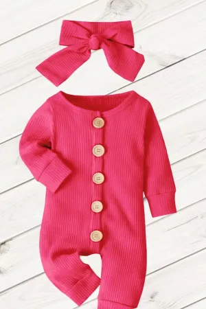 HOT PINK- BUTTON DETAILED JUMPSUIT